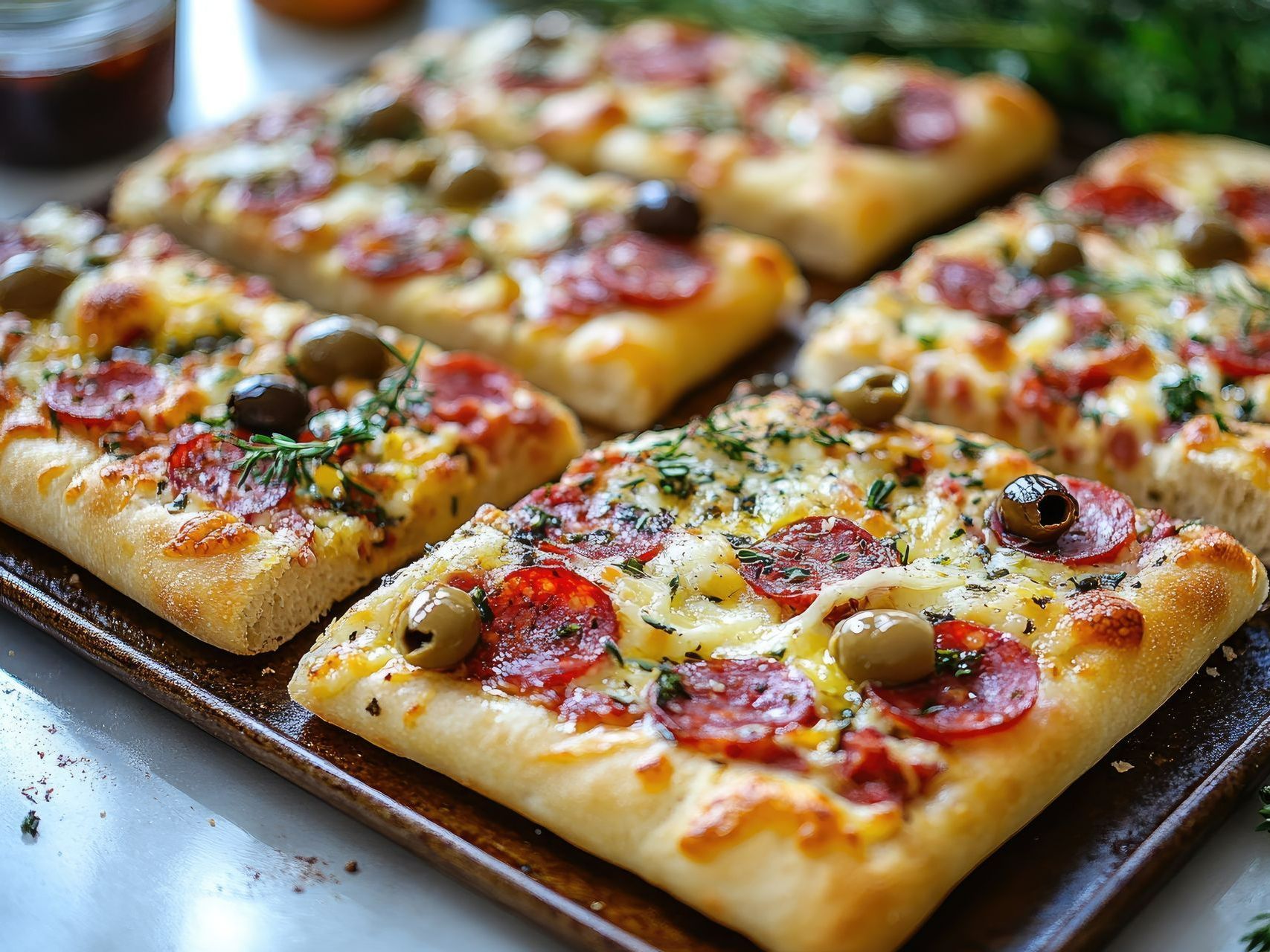 Pizza avec des olives découpées