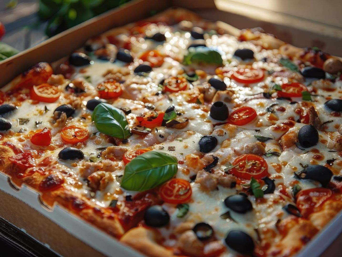 Pizza avec des olives noires