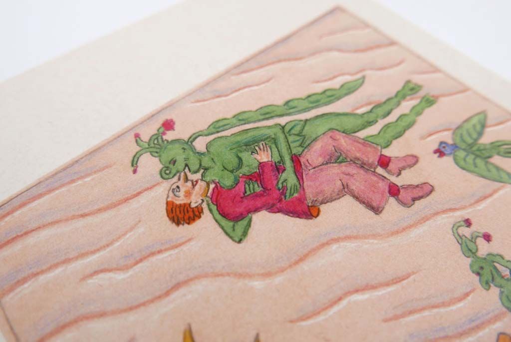 Carte de vœux imprimée par un expert avec lignes et couleurs vertes et roses