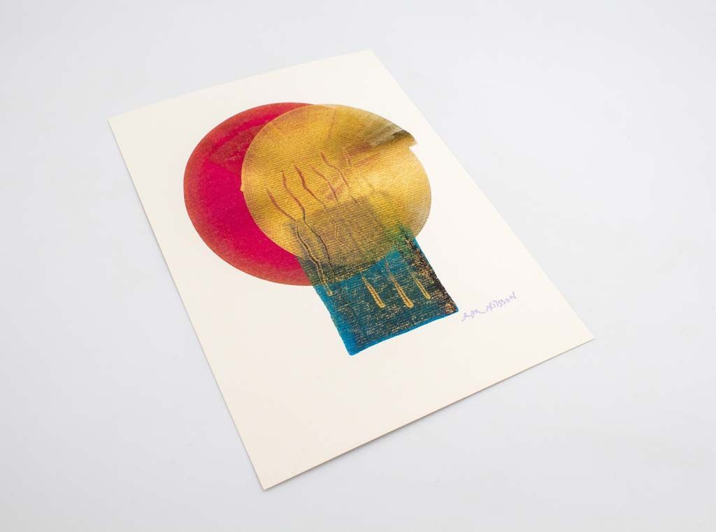 Œuvre circulaire abstraite aux tons chauds