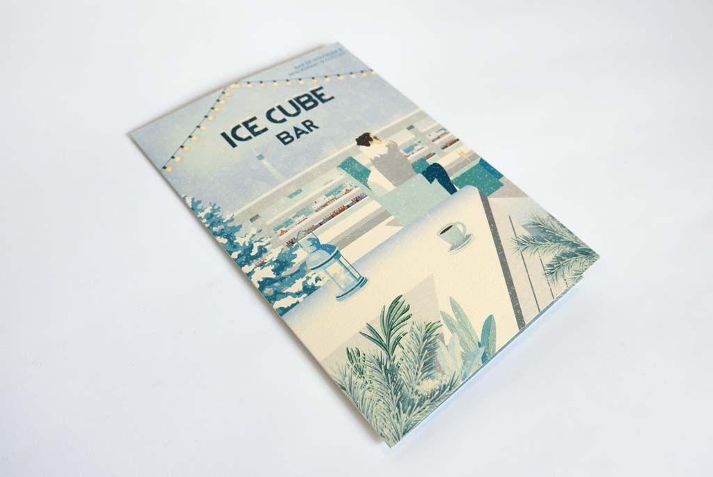 Impression d'une carte de menu pour l'Ice Cube Bar