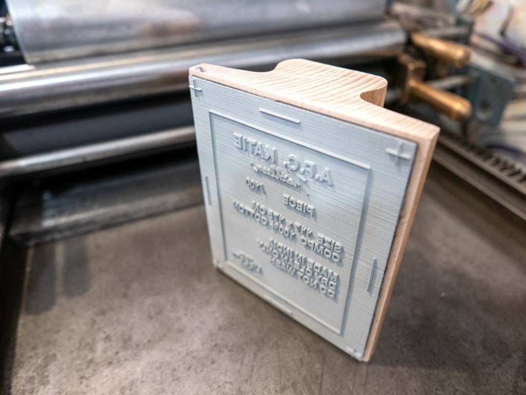 Plaque typographique blanche pour impression traditionnelle