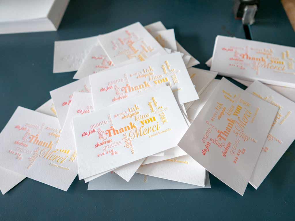 Carte lettrepress multicolore