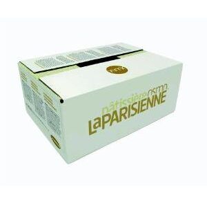 Uma caixa de papelão branca com a palavra la parisienne nela.