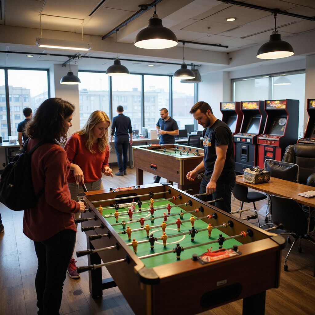 Futbolin en sala de juegos en empresa 
