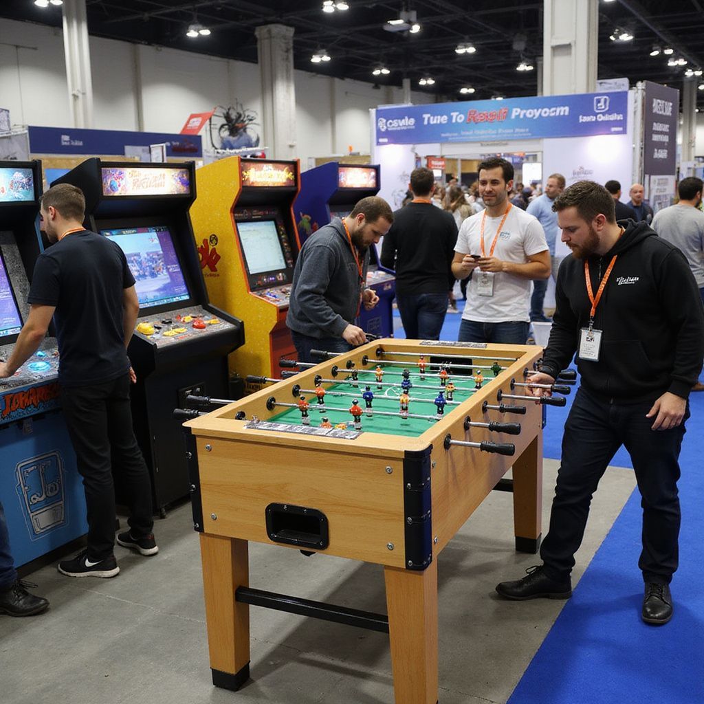 Futbolines y Máquinas Arcades para un Stand de Feria