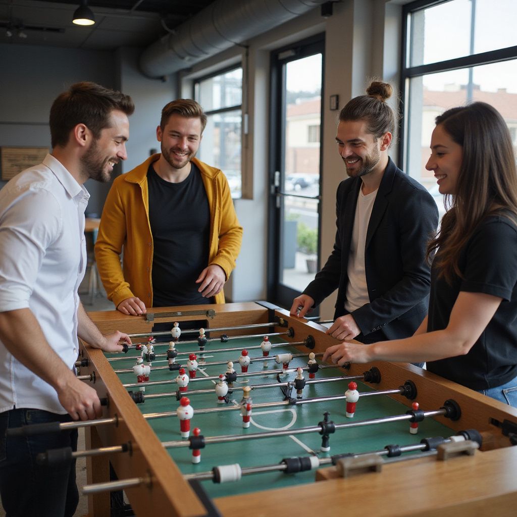 Futbolin en la sala de juegos en el trabajo