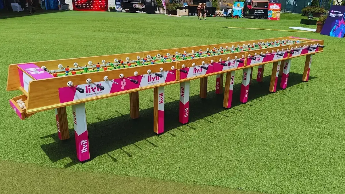 Giant foosball rental for World Cup 2026 fan zones and team building activities in Barcelona