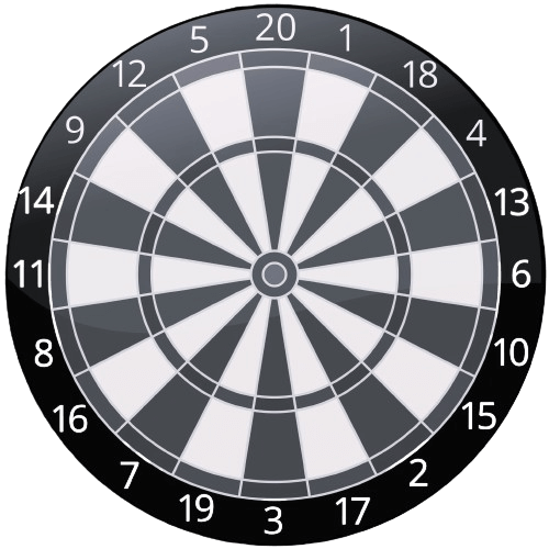 Diana con secciones numeradas y círculos concéntricos.