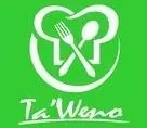 Logotipo del restaurante Ta'Weno: gorro de chef blanco, tenedor y cuchara sobre fondo verde. Texto 