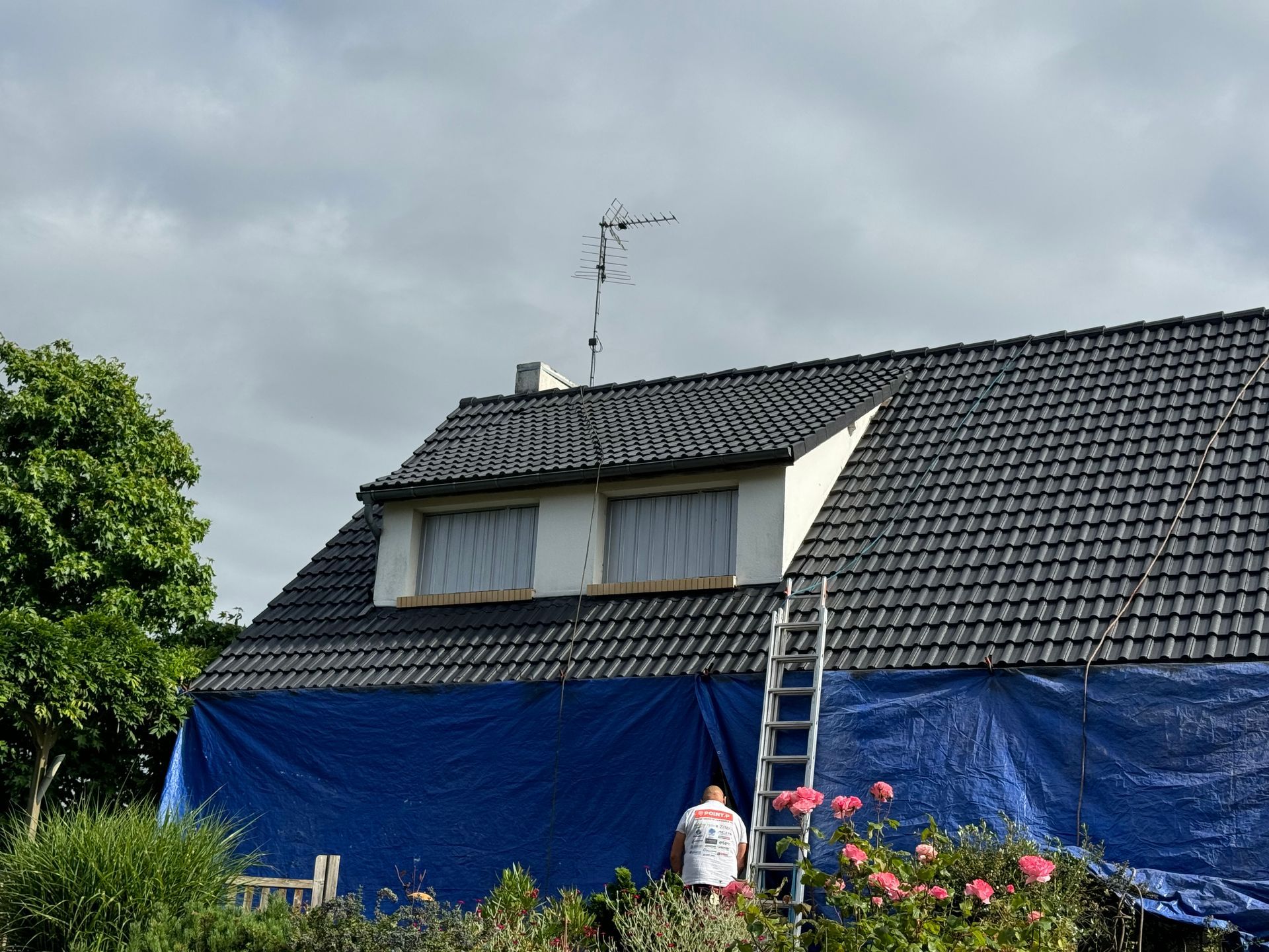 Bâchage d'un habitat pour rénovation