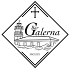 Logotipo de Bar Galerna con un faro y un edificio. Incluye el texto "Bar Galerna" y "Desde 2025" con una cruz.