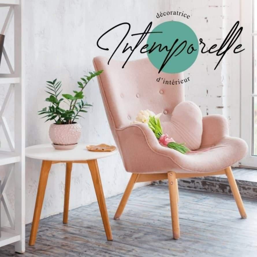 Logo Intemporelle apposé sur un modèle de décoration d'intérieur