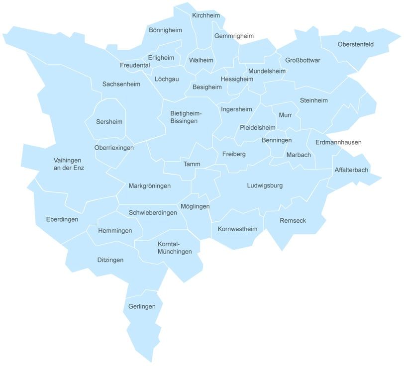 Landkarte vom Landkreis Ludwigsburg Landkarte vom Landkreis Ludwigsburg