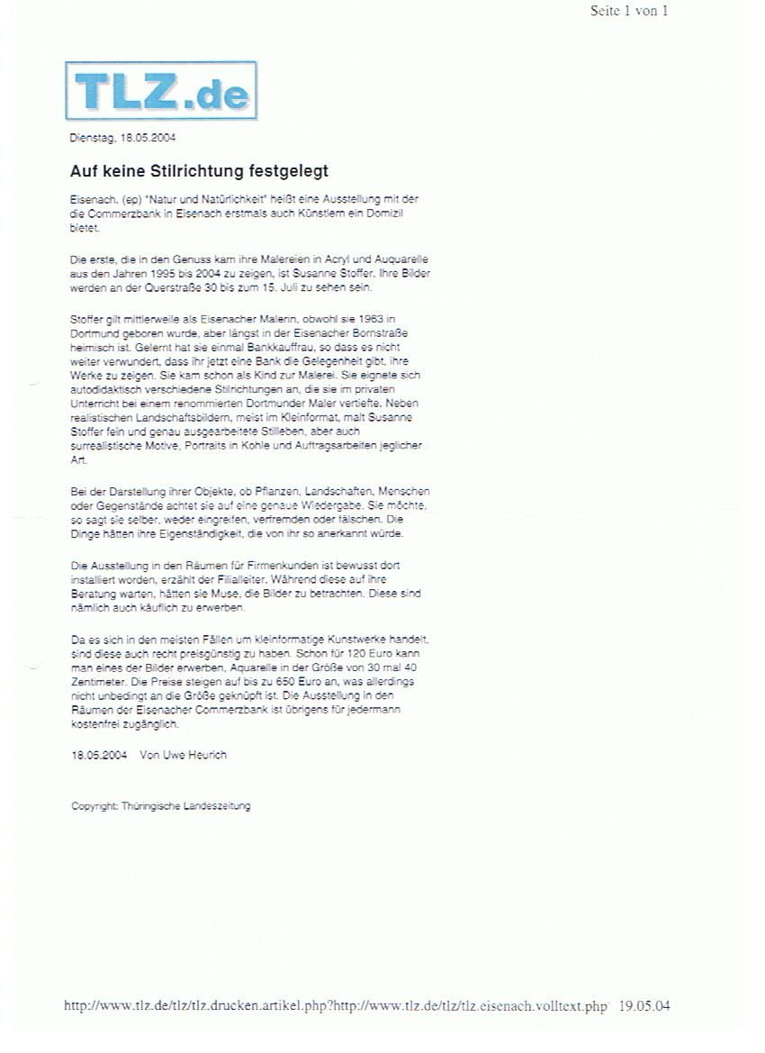 Zeitungsartikel Atelier Art Inn