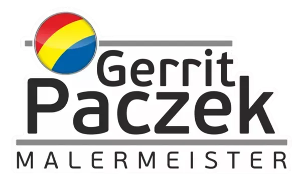 Gerrit Paczek Malermeister-Logo mit rotem, gelbem und blauem Farbkreis