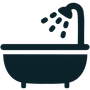 Bathtub with shower head, dark blue.