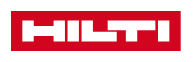 Das Hilti-Logo ist rot und weiß auf weißem Hintergrund.