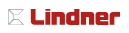 Ein rotes Lindner-Logo auf weißem Hintergrund