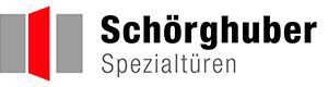 Ein Logo für Schorghuber Spezialitäten mit einem roten Pfeil nach rechts