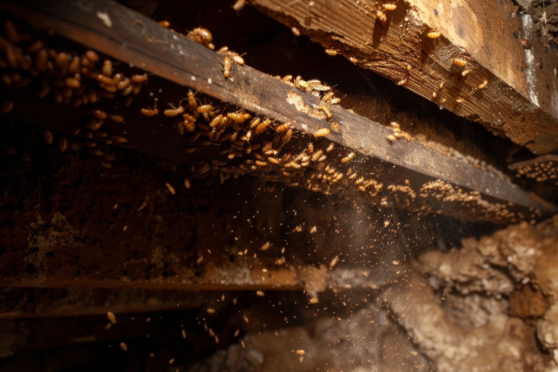 Termites attaquant le bois d'une maison