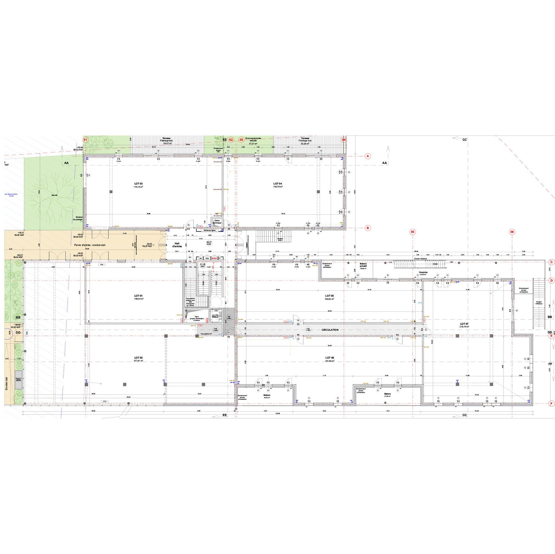 Plan du projet Hall Parc RDC