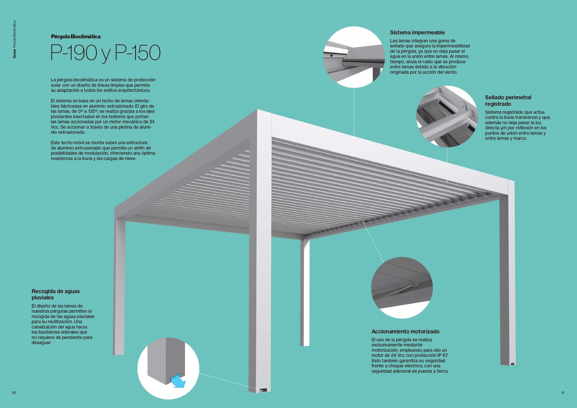 Una pérgola blanca se encuentra encima de una superficie azul.