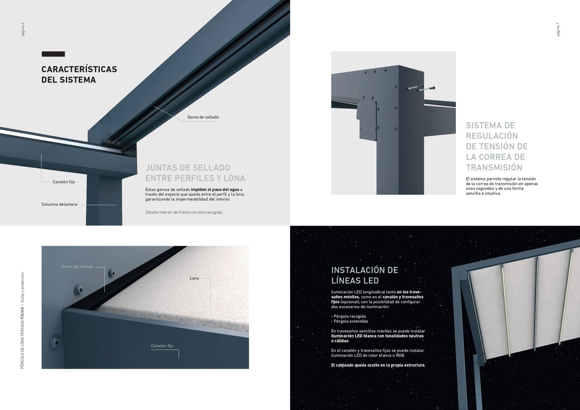 Un collage de cuatro imágenes de un edificio con algunas palabras en ellas.