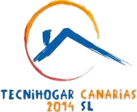 Un logotipo para una empresa llamada tecnihogar canarias 2014 sl
