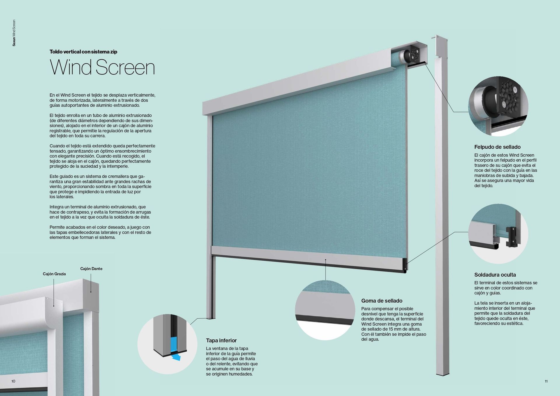 Una imagen de una ventana con una persiana azul.