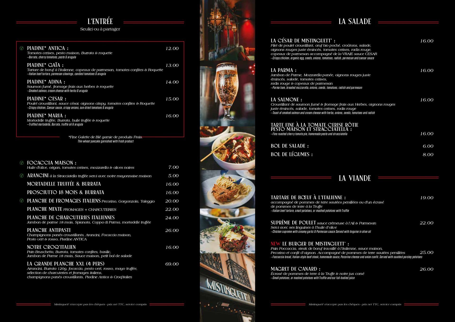 Carte du restaurant