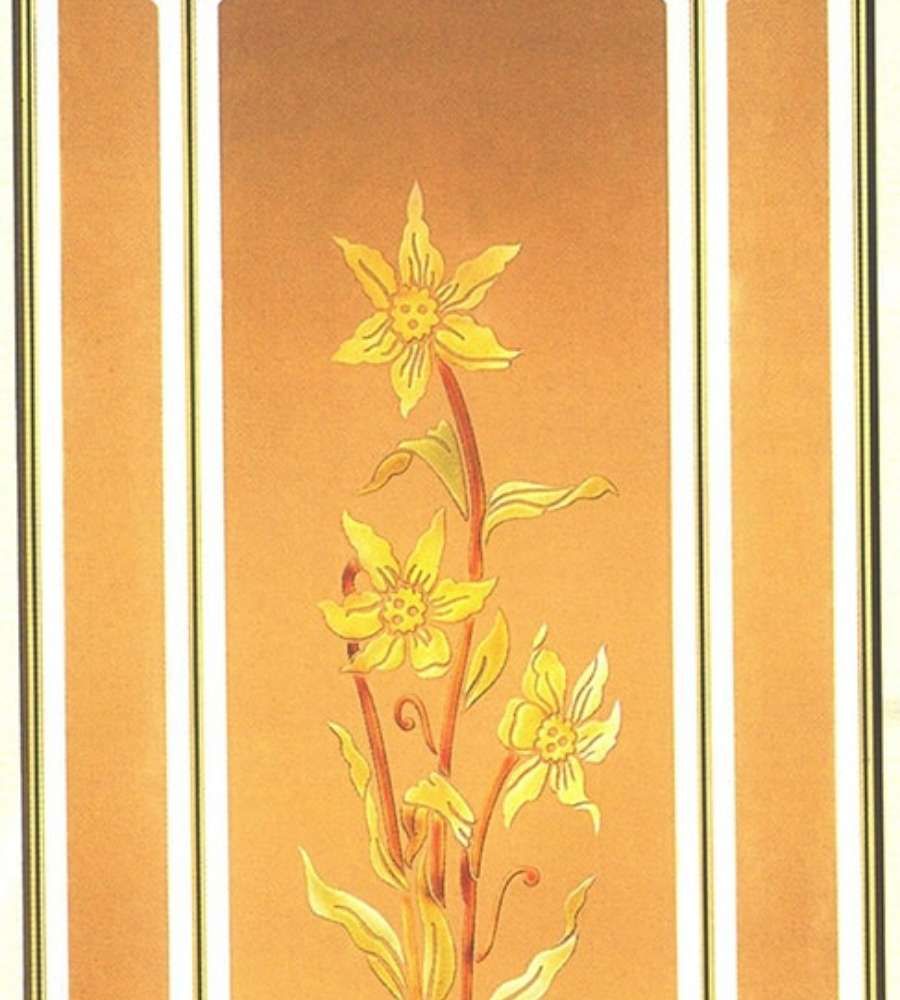 Una imagen de tres flores amarillas sobre un fondo marrón.