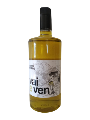 Una botella de vai e ven está sobre un fondo blanco.