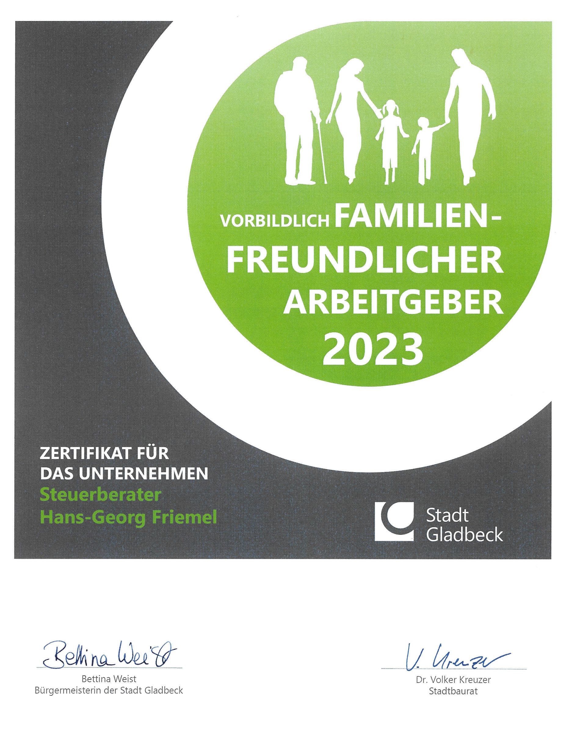 Familienfreundlicher Arbeitgeber 2023