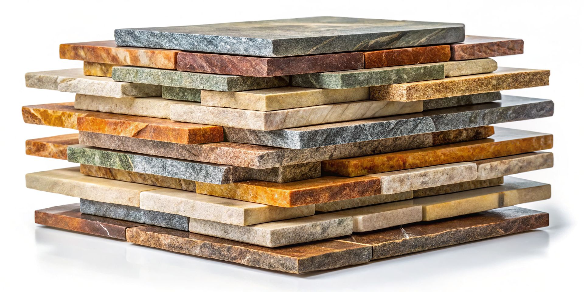 Des dalles de travertin les unes sur les autres.