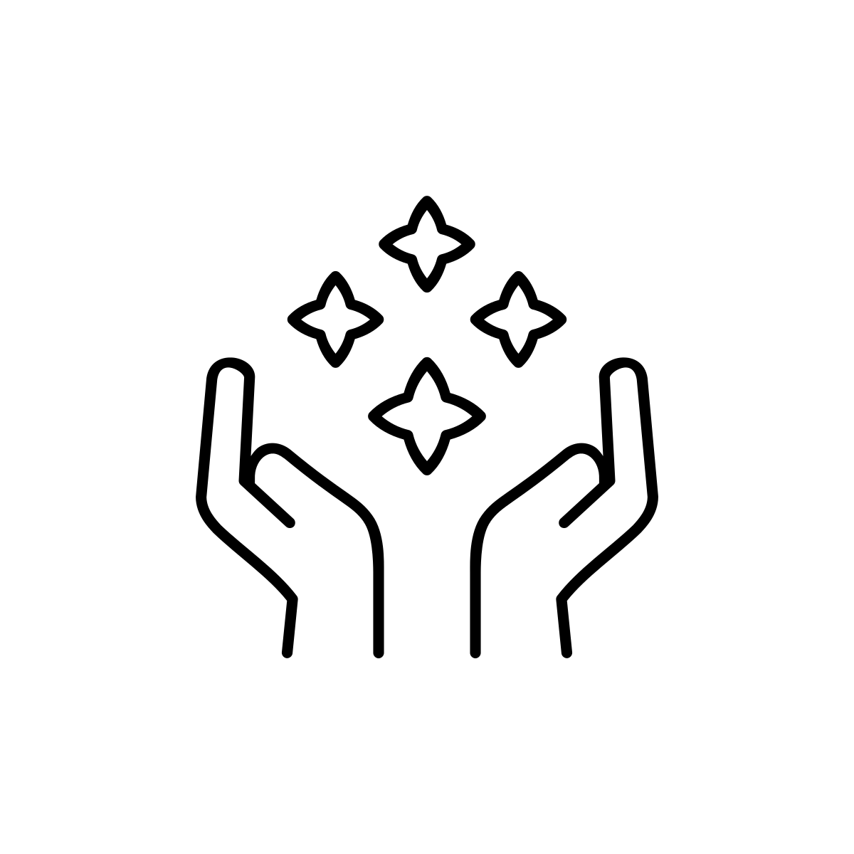 Deux mains avec des étoiles pour les valeurs du cabinet