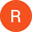 Círculo naranja con una “R” mayúscula blanca en el centro.