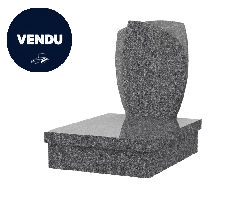 Pierre tombale en granit gris foncé.