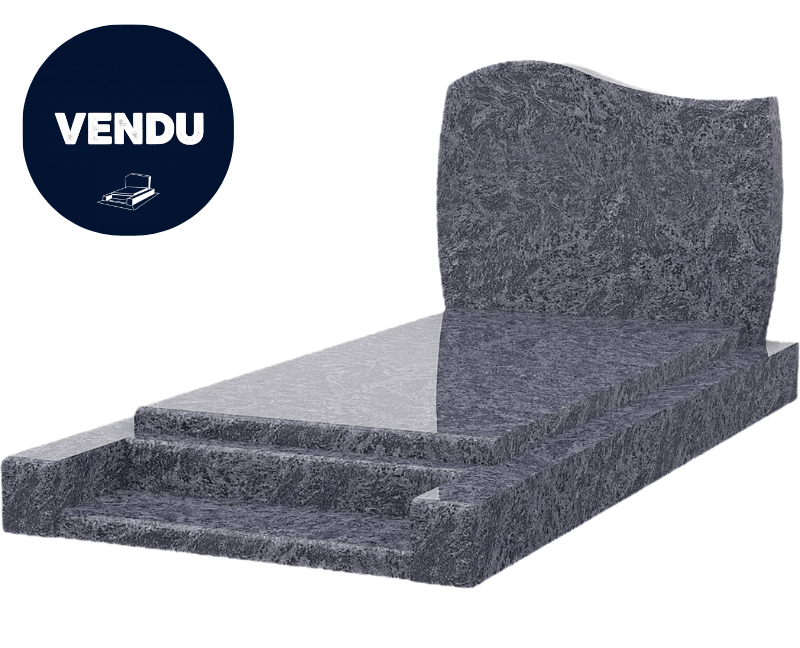 Pierre tombale en granit gris pour une sépulture.