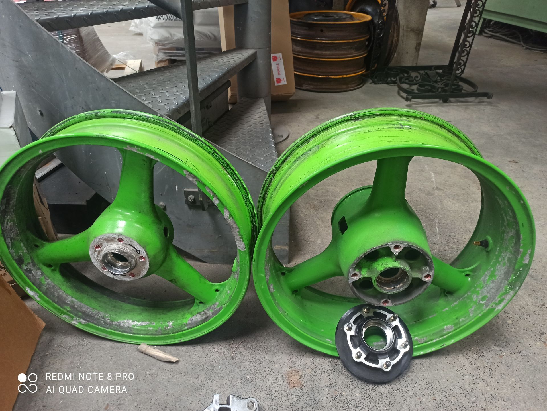 Jantes en aluminium peintes en vert