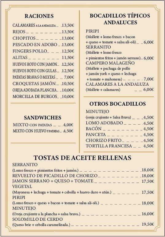 Tablero de menú con opciones de comida y bebida, escrito en español.