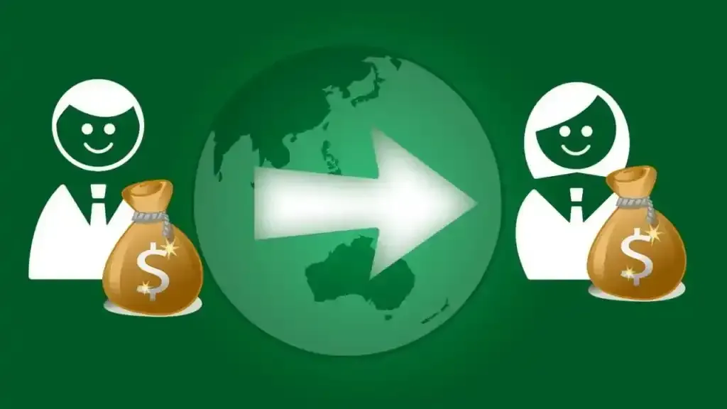 Transferencia de dinero a nivel mundial: hombre envía dinero a mujer.