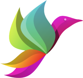 Un pájaro colorido con un pico rosado está volando sobre un fondo blanco.