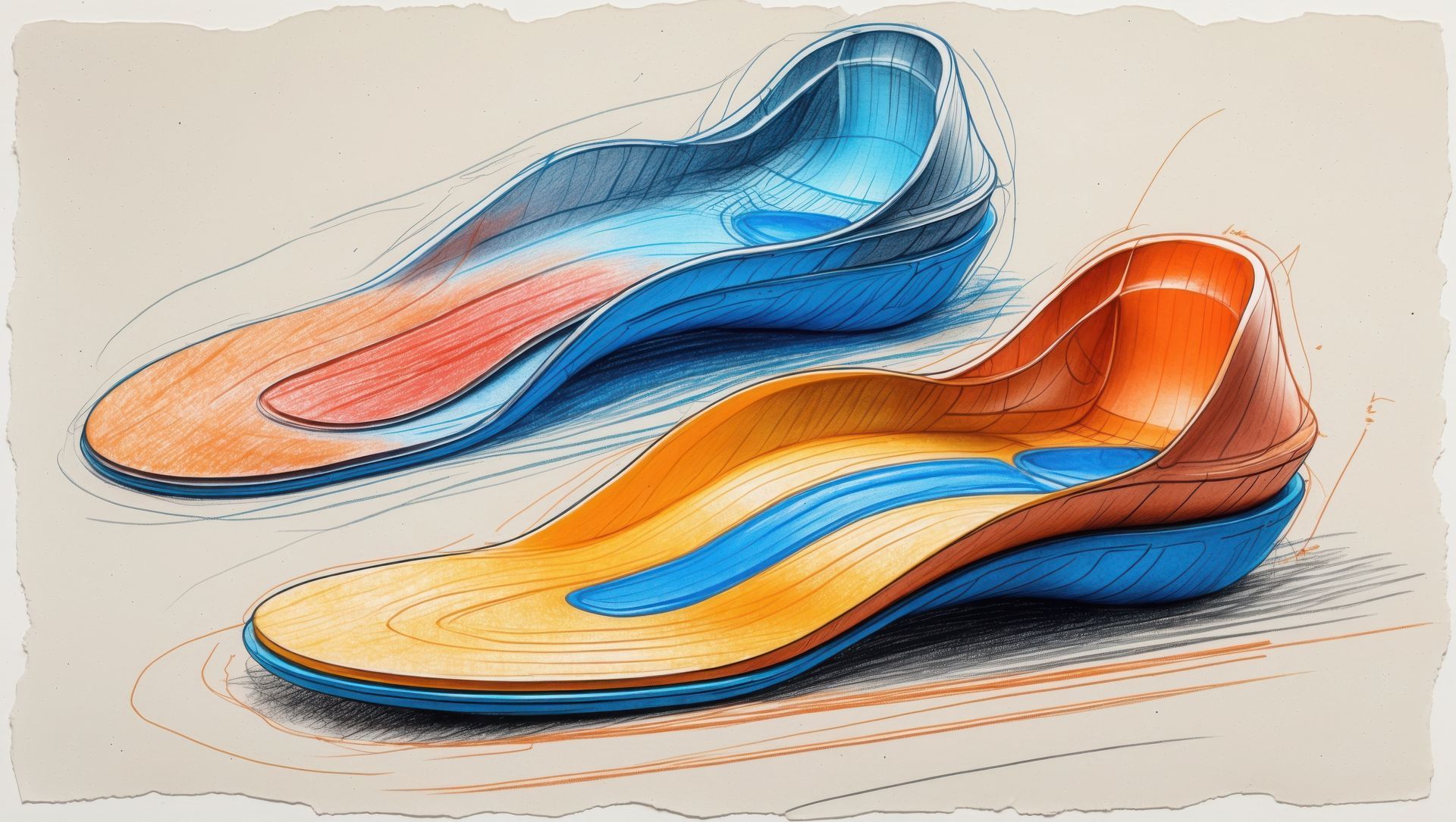 Prototypes de semelles colorées