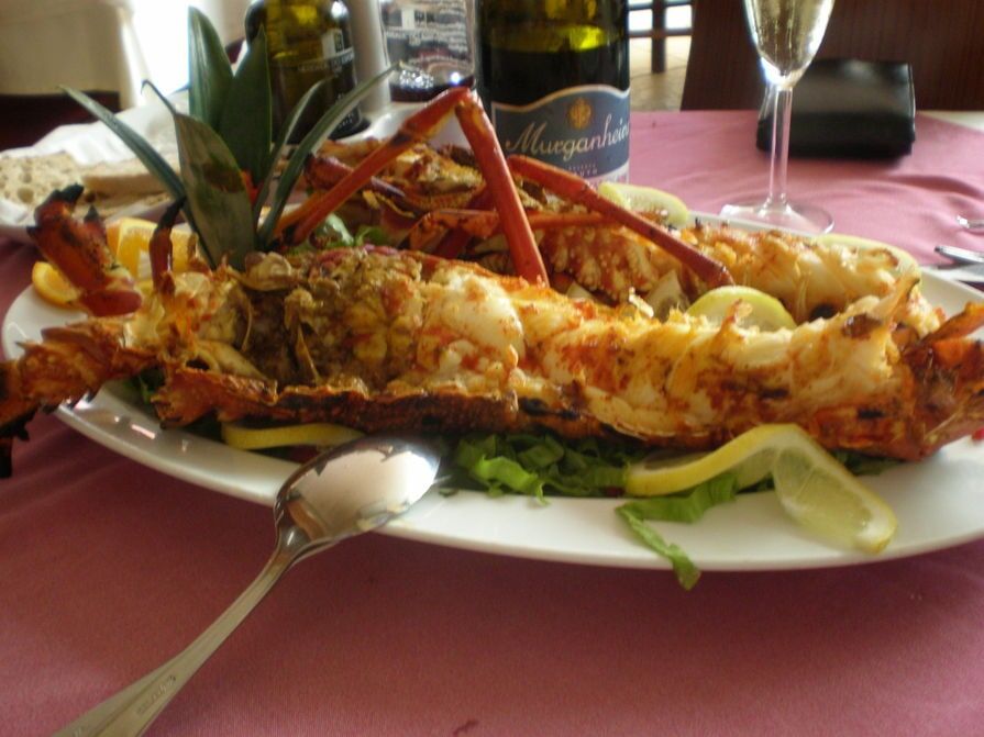 Um prato de comida com uma garrafa de margarita ao fundo