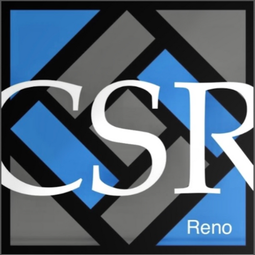 Un logo pour CSR Reno avec un fond bleu