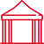 Contour rouge d'un bâtiment à colonnes, probablement une banque ou un palais de justice.
