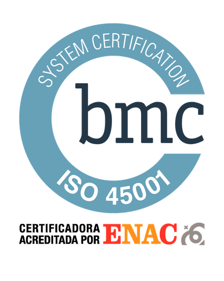 Un logotipo de certificación del sistema y un logotipo de sistemas de gestión UKAS sobre un fondo blanco.