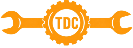 Logotipo naranja de un engranaje con una llave inglesa y las letras &laquo;TDC&raquo; en el centro