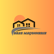 Accueil Logo pour « Beaz Maçonnerie » : deux maisons noires, un croissant de lune, un soleil orange, fond dégradé.